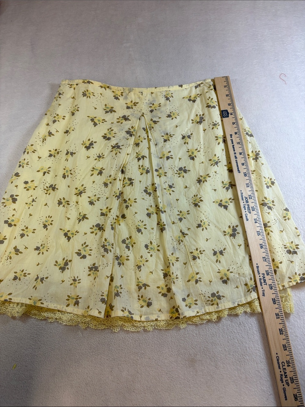Odille Yellow Floral Circle Skirt with Lace Hem